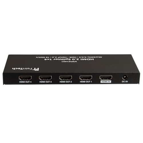 FeinTech VSP01401 HDMI 2.0 Splitter 1x4 distribuidor 4 vías UHD 4K@60Hz YUV 4:4:4 HDR EDID 18 Gbps