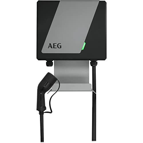 AEG Wallbox WB 22 FI - Estación de Carga para Coche eléctrico o híbrido, 22 kW, 400 V, con Interruptor FI Tipo B, 3 Fases, Cable de Carga de 5 m, Tipo 2 enchufes, IP 45, indicador LED de Estado