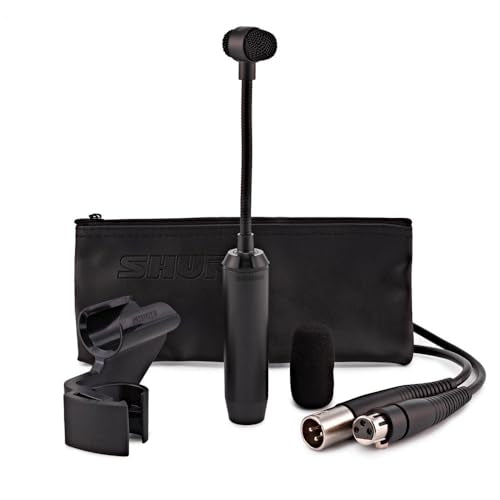 SHURE PGA98D - Micrófono dinámico de condensador para batería con cuello de cisne con soporte para batería y cable XLR a XLR