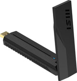 MSI BE6500 Adaptador USB WiFi 7 - Velocidades de hasta 2880 Mbps (6 GHz) + 2880 Mbps (5 GHz) + 688 Mbps (2,4 GHz), Funcionamiento multienlace (MLO), Seguridad Avanzada