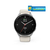 HAMA | Smartwatch 8900 (Reloj Inteligente, con GPS, Pantalla Tactil Amoled, Reloj Deportivo, Permite Hacer Llamadas en Manos Libres) Color Plata y Beige.