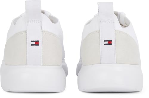 Tommy Hilfiger Sneaker con Suela Vulcanizada Hombre Light Knit Seasonal Elegante, Blanco (White), 43