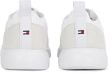 Tommy Hilfiger Sneaker con Suela Vulcanizada Hombre Light Knit Seasonal Elegante, Blanco (White), 43