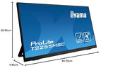 iiyama T2255MSC-B1 21,5" Bonded PCAP 10P Táctil, MPP2.0 (Active Stylus) Supported, 1920x1080, Panel IPS, Flat Bezel Free Glass Front, HDMI, Displayport, 400cd/m², USB Hub 2X 3.0, Altavoces, Bookstand