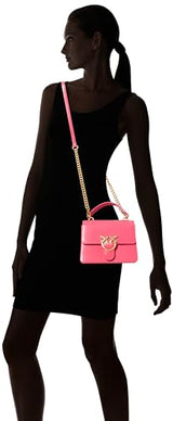 Pinko Love One Top Handle Mini Light Piel cepillada Brillante, Bolsa para Mujer, N17q Antique Gold