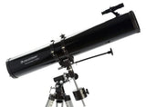 Celestron 21045 PowerSeeker 114EQ Telescopio Reflector Que Incluye Dos oculares, Lente Barlow, trípode Ajustable en Altura y Bandeja de Accesorios de Lujo, Negro
