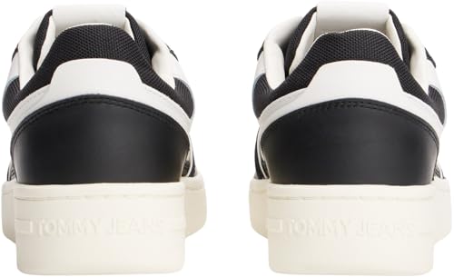 Tommy Hilfiger Cupsole Sneaker Hombre Retro Basket Low Top, Negro (Black), 44