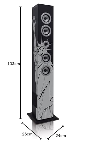 ICES IBT-6 Altavoz de Torre Bluetooth, Portatil, Potente, 40W, USB, SD, Radio FM, Mando a Distancia