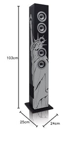 ICES IBT-6 Altavoz de Torre Bluetooth, Portatil, Potente, 40W, USB, SD, Radio FM, Mando a Distancia