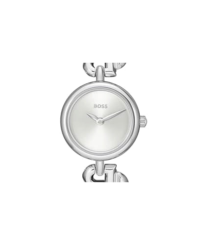 BOSS Reloj con Movimiento de Cuarzo de Tres Manecillas para Mujer Colección Double B Dressy con Correa de Acero Inoxidable Plateada - 1502793