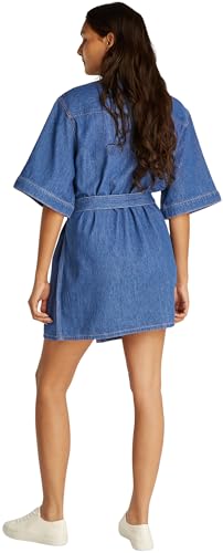 Calvin Klein Vestido Camisero Vaquero Mujer Linen Boxy Belted Denim, Azul (Denim Medium), M