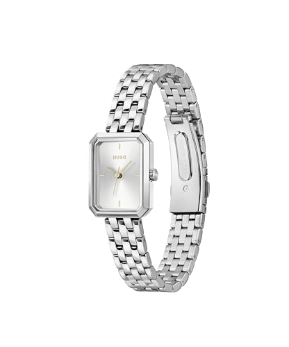 HUGO Reloj con Movimiento de Cuarzo de Tres Manecillas para Mujer Colección #Cosy con Correa de Acero Inoxidable Plateada - 1540178
