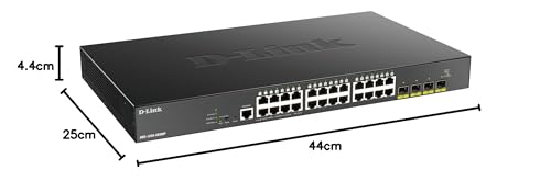 D-Link DGS-1250-28XMP - Switch 28 puertos PoE Gigabit Gestionable con UpLink a 10Gbps, Layer 2 y Layer 3 Lite (24x 10/100/1000BASE-T PoE, 4x 10G uplink SFP+ y 1x consola RJ-45), Negro