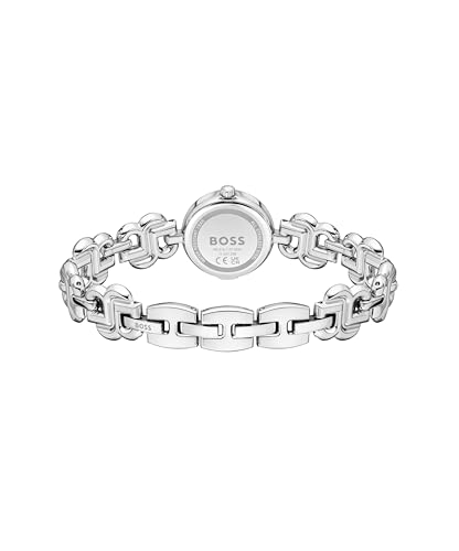 BOSS Reloj con Movimiento de Cuarzo de Tres Manecillas para Mujer Colección Double B Dressy con Correa de Acero Inoxidable Plateada - 1502793
