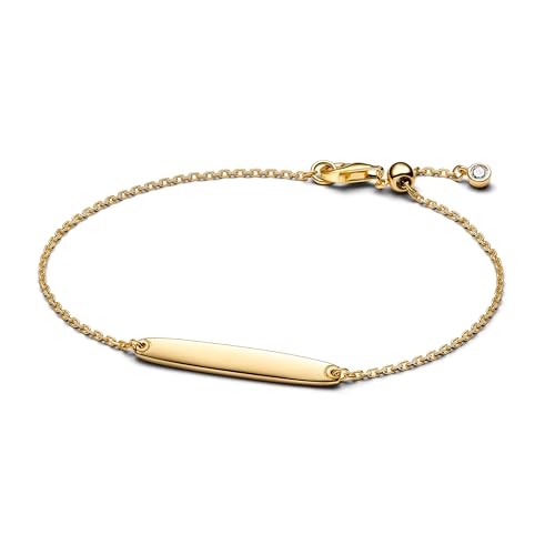 PANDORA Moments 564010C01-16 - Pulsera de plata de ley chapada en oro de 14 quilates, tamaño: 16 cm