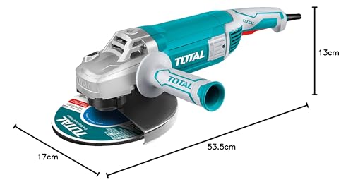 TOTAL - Amoladora Angular de Cable con Potencia de 2400 W - Disco de 230 mm - Velocidad de 6300 rpm - Incluye Empuñadura Extra para Mejor Agarre y Juego de Escobillas