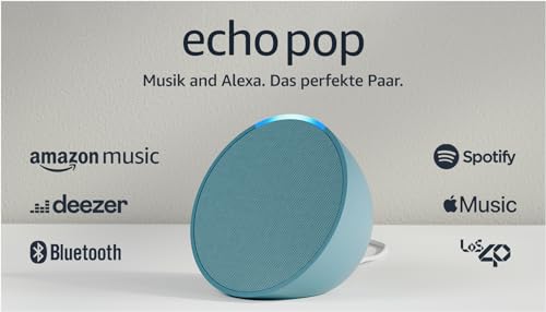 Echo Pop (Última generación) | Altavoz inteligente Bluetooth con Alexa de sonido potente y compacto | Verde azulado