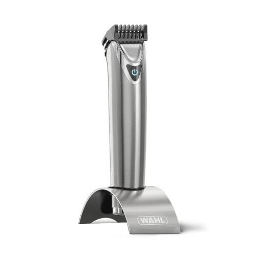 WAHL Washable Stainless Steel Multigroomer, recortadora de barba y barba incipiente para hombres, recortadora de nariz y orejas, set de cuidado masculino, totalmente lavable, sin cable