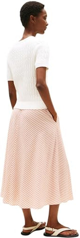 Tommy Hilfiger Jersey Mujer Cable manga corta, Blanco (Ivory Silk), M