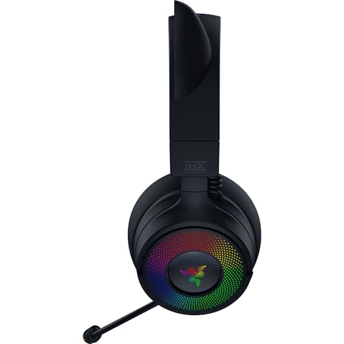 Razer Kraken Kitty V3 Pro - Auriculares inalámbricos RGB Kitty para Juegos - Orejas de Gato reactivas para Streaming - Diafragma 40mm - Hyperspeed Wireless y Bluetooth - THX Spatial Audio | Negro