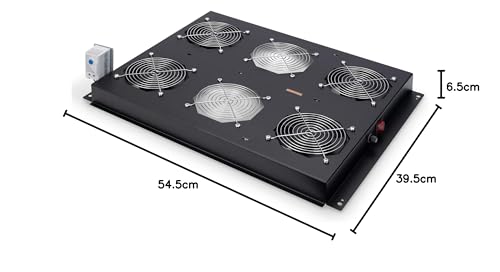 DIGITUS Unidad de ventilador de techo para armario de servidores de la serie Unique, 4x ventilador, termostato, negro (RAL 9005)