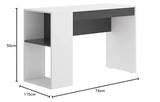 DEKIT GRUPO RIMOBEL TEO - Mesa escritorio con estante y cajón - BLANCO / GRAFITO - 74 x 115 x 50