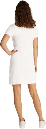 Tommy Hilfiger Vestido Tipo Polo Mujer 1985 Pique Slim Fit, Blanco (Ecru), S