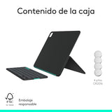 Logitech Flip Folio, funda con teclado para iPad Pro (M4) y iPad Air de 13 pulgadas (M2 y M3) (2024, 2025) – Funda protectora con Bluetooth almacenable, multidispositivo, QWERTY Español - Grafito