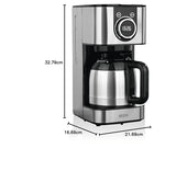 BEEM FRESH-AROMA-SWITCH Cafetera de filtro - Thermo | Acero inoxidable | Jarra térmica de 1 l | Elegante rueda de control | Temporizador de 24 horas | 800 W | Para 4-8 tazas
