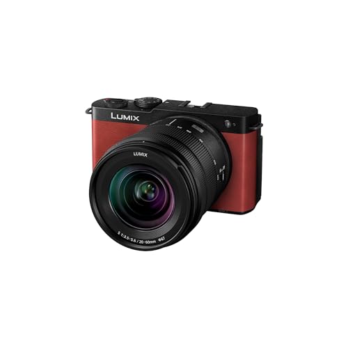Panasonic Lumix DC-S9KE-R Cámara Vlogs, Puerta Abierta Fotograma Completo Sin Espejo, 24,2 MP, 6K/4K, PDAF 779, Estabilización Imagen, Angulo Libre, WiFi 5 GHz, Rojo Carmesí, Lente 20-60 mm (Zoom x3)