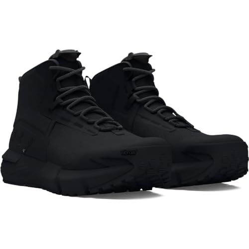 Under Armour UA Charged Valsetz Mid Zapatos tácticos para hombre, cómodas y duraderas botas de montaña, color negro/negro/gris azabache