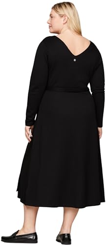 Tommy Hilfiger Vestido para Mujer Smooth Lines Wrap Midi Dress con Manga Larga, Negro (Black), 48