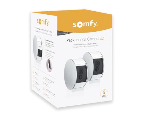 Somfy 1870469 - Duo Pack Indoor Camera, Cámara vigilancia WiFi, Full HD, micrófono, Altavoz y Sensor de Movimiento, Compatible con Alexa, Google Asistant y Apple HomeKit