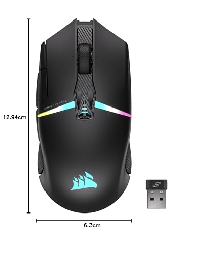 Corsair NIGHTSABRE WIRELESS RGB FPS/MOBA Ratón para Juegos - 26,000 DPI - 11 Botones Programables - Batería Hasta 100hrs - Compatible con iCUE - PC, PS5, PS4, Xbox - Negro