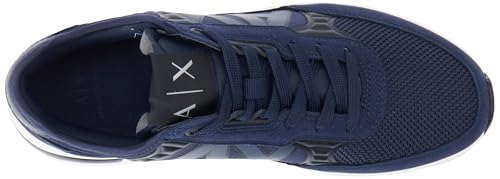 Armani Exchange Dusseldorf Embossed Geometric Motifs, Zapatillas Hombre, Azul Marino y Negro, 41 EU