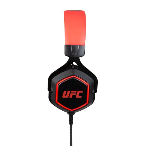 Konix UFC Auriculares Gaming con Cable 7.1 para PC - Altavoces de 50 mm - Micrófono Desmontable - Cable USB de 2 m - Retroiluminación - Negro y Rojo
