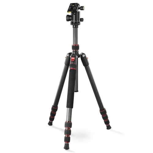 Hama Ramble II Duo - Trípode para cámara 2 en 1 y Soporte para teléfono móvil con Soporte para teléfono móvil, trípode Estable y Ligero de Carbono, trípode para Fotos de 3 Posiciones Extensible máx.