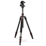 Hama Ramble II Duo - Trípode para cámara 2 en 1 y Soporte para teléfono móvil con Soporte para teléfono móvil, trípode Estable y Ligero de Carbono, trípode para Fotos de 3 Posiciones Extensible máx.