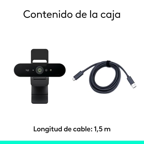 Logitech Brio 4K Webcam para empresa, inicio de sesión biométrico con Windows Hello, corrección de iluminación automática, cancelación de ruido, Microsoft Teams, Zoom, Google Meet y PC/Mac - Grafito