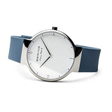 BERING 15540-700 Reloj de cuarzo para hombre con caja de acero inoxidable plateado de 40 mm y esfera blanca, correa de silicona, cristal de zafiro y resistencia al agua de 5 ATM
