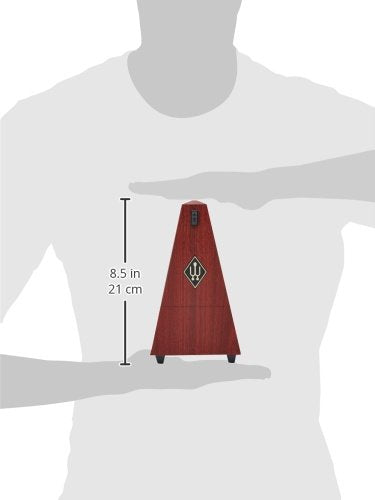 Wittner Metrónomo Taktell en forma de pirámide Sistema Maelzel Serie 845 - Carcasa de plástico - Sin campana - Grano de caoba - Mecánico con cuerda - No se requieren baterías - Hecho en Alemania