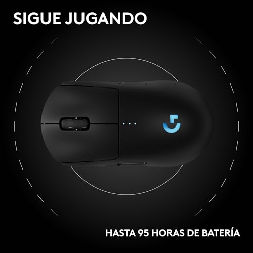 Logitech G PRO 2 LIGHTSPEED,ratón inalámbrico para gaming, para diestros o zurdos con hasta 4 botones laterales magnéticos personalizables y conmutables,sensor de 44 000 DPI,carga USB-C, PC/Mac-Negro