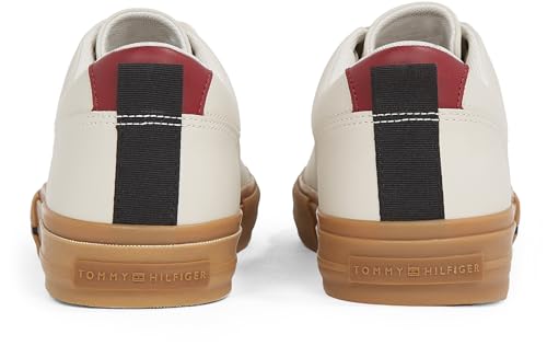 Tommy Hilfiger Sneaker con Suela Vulcanizada Hombre Street Patch Low Top, Blanco (Alabaster), 44