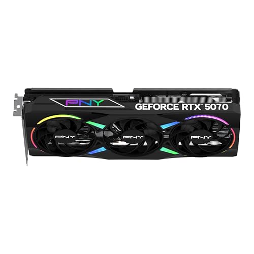 PNY Tarjeta Gráfica GeForce RTX™ 5070 12GB ARGB OC DLSS 4 Triple Ventilador