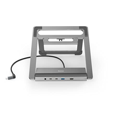 Hama | Docking Station USB-C 12 en 1 (12 Puertos, Max. Resolución: 4k, USB-A, USB-C, Ethernet, Audio 3.5mm) Gris