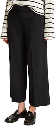Tommy Hilfiger Pantalón de Tela Mujer Wide Leg Crop tobillero, Negro (Black), 44W