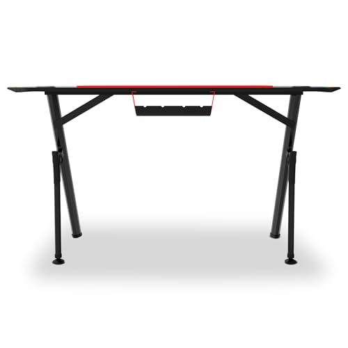 DRIFT GAMING DRDZ175RGB - Mesa Gaming con Tablero con Acabado en Fibra de Carbono, Soporte para Bebidas y Auriculares, Laterales RGB reactivos al Sonido, Alfombrilla 80 x 30 cm, Color Negro