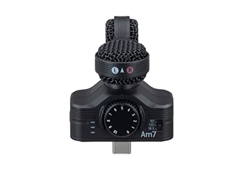 Zoom AM7 Micrófono estéreo para dispositivos Android, Mid-Side estéreo, cápsula giratoria para alinearlo con la cámara, para grabar audios de música, videos, entrevistas y más