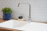 Respekta Boston Fregadero de Mineralite en blanco/Fregadero empotrado de 1 cubeta de 86 x 50 cm/Apto para bases a partir de 45 cm de ancho