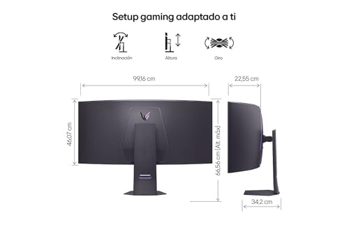 LG 45GX950A-B - Monitor Gaming Ultragear, 44.5", OLED 5K2K (5120 x 2160), 16:9, 165 Hz, 0.03 ms, G-Sync Compatible y FreeSync Premium Pro, Inclinación Ajustable, Morado Grisáceo